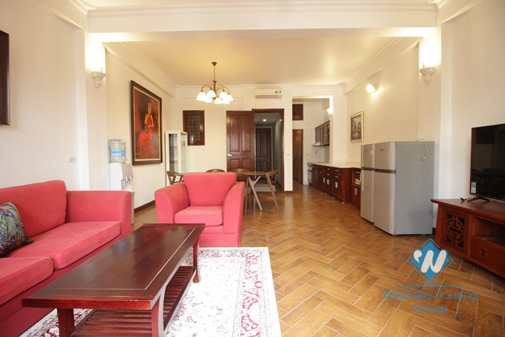 Spacious French style apartment with balcony for rent in Truc Bach, Ba Dinh